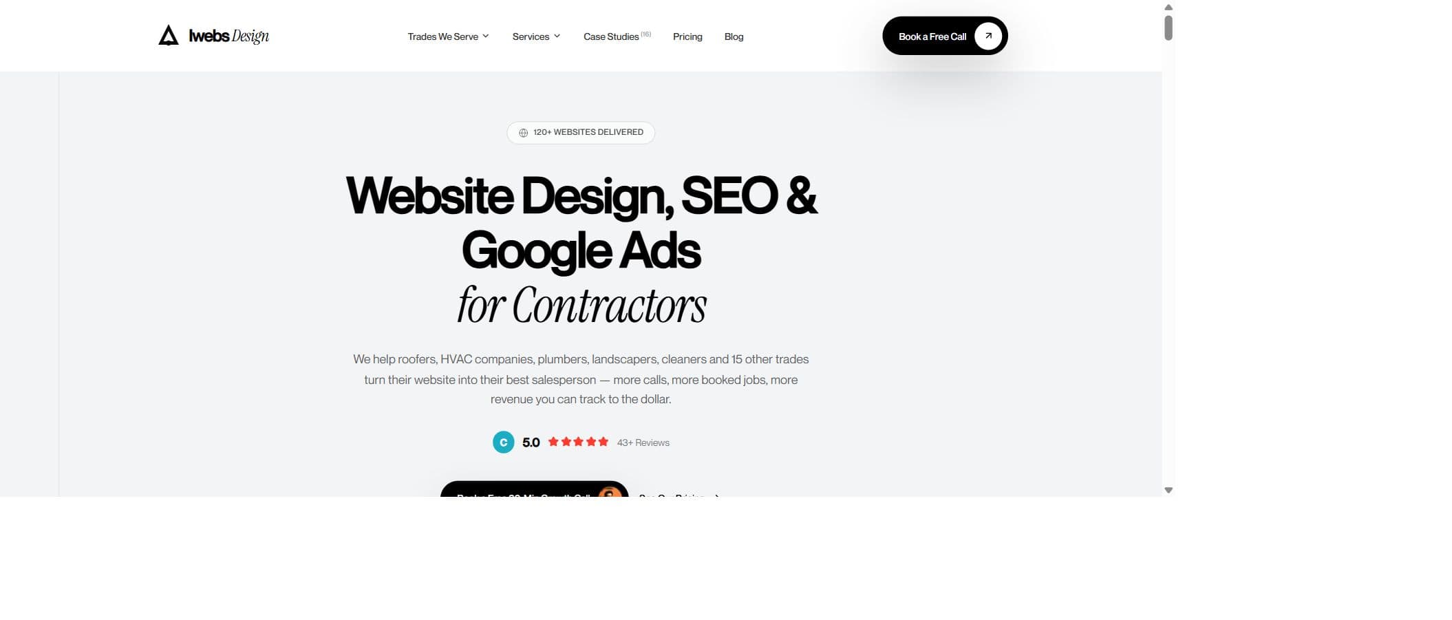 Iwebs Design website homepage