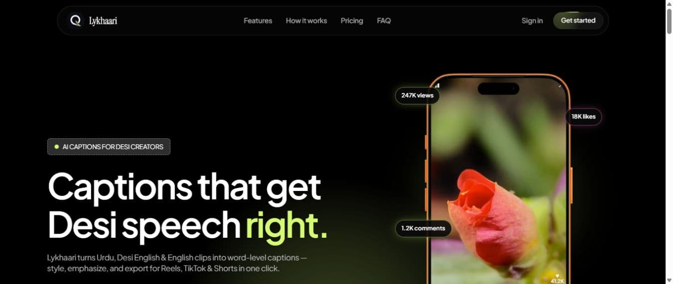 Lykhaari website homepage